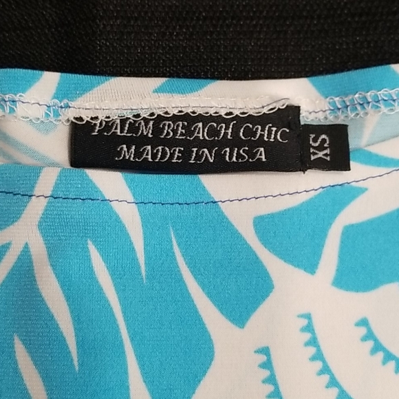 Palm Beach Chic Tropical Print Shift Dress 3/4 sleeves , Resort style.  Size XS - Picture 6 of 9